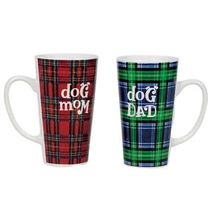 Dog Mom Dad Coffee Cocoa Mug Cup Valentines Plaid